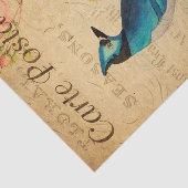 Papier Mousseline Fleurs florales vintages Jay Bleu (Détail)