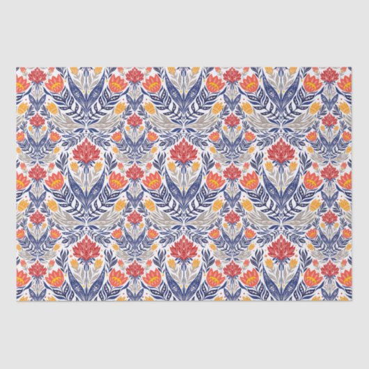 Papier Mousseline Fleurs folkloriques motif (Recto)