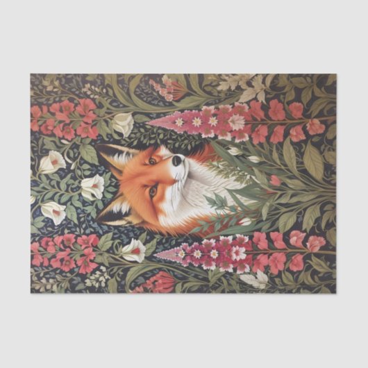 Papier Mousseline Fleurs Fox et Foxglove William Morris Inspiré (Recto)