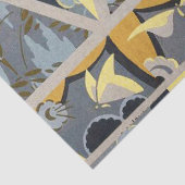 PAPIER MOUSSELINE FLEURS GRIS JAUNES BLEU, BOUTTERFLIES FLEURIES (Détail)