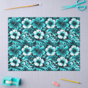 Papier Mousseline Fleurs hawaïennes tropicales Hibiscus Découpage Tu