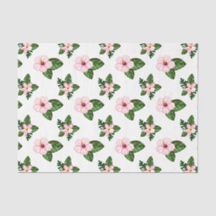 Papier Mousseline Fleurs Hibiscus Roses (Design 41 Série Rose)