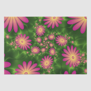 Papier Mousseline Fleurs Imaginaires roses Art Fractal Abstrait mode