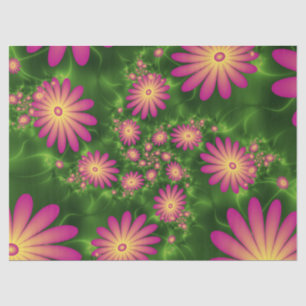 Papier Mousseline Fleurs Imaginaires roses Art Fractal Abstrait mode