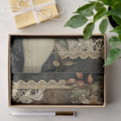 Papier Mousseline Fleurs Jardin de Fille et Chat Noir uniques (Cadeau)