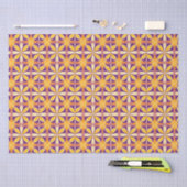 Papier Mousseline Fleurs Jaune Violet Orange (Artisanat)