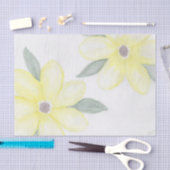 Papier Mousseline Fleurs jaunes (Artisanat)