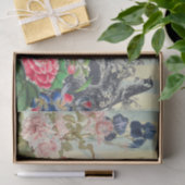 PAPIER MOUSSELINE FLEURS JAUNES ET PAPIER EN TISSU D'OISEAU (Cadeau)