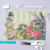 PAPIER MOUSSELINE FLEURS JAUNES ET PAPIER EN TISSU D'OISEAU (Artisanat)