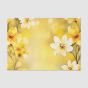 Papier Mousseline Fleurs Jaunes Printemps Avec Aquarelle Douce