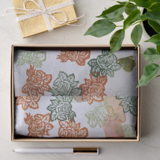 Papier Mousseline Fleurs les années 70 rétro (Cadeau)