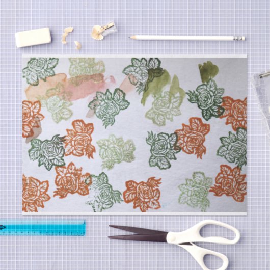 Papier Mousseline Fleurs les années 70 rétro (Artisanat)