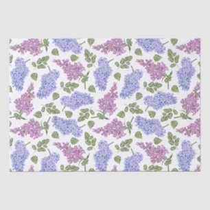 Papier Mousseline Fleurs Lilac et motif feuille