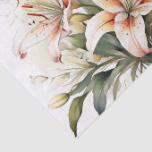 Papier Mousseline Fleurs Lys Douces Sur Blanc (Détail)