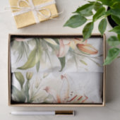 Papier Mousseline Fleurs Lys Douces Sur Blanc (Cadeau)