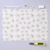 Papier Mousseline Fleurs marguerites blanches Motif botanique (Artisanat)