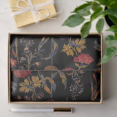 Papier Mousseline Fleurs médiévales en noir (Cadeau)