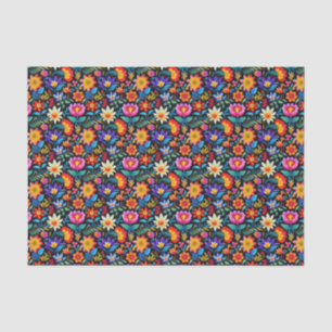 Papier Mousseline Fleurs mexicaines de fiesta carrelées
