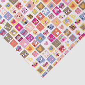 Papier Mousseline fleurs mignonnes, oiseaux, motif de carrés de (Détail)