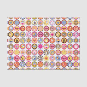 Papier Mousseline fleurs mignonnes, oiseaux, motif de coeurs