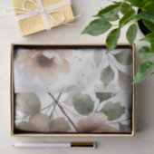 Papier Mousseline Fleurs modernes aquarelles olive poussiéreuse et r (Cadeau)