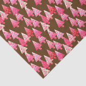 Papier Mousseline Fleurs modernes arbres de Noël - corail & brun (Détail)