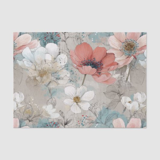 Papier Mousseline Fleurs Modernes Multimédia (Recto)