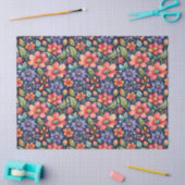 Papier Mousseline Fleurs multicolores modernes (Artisanat)