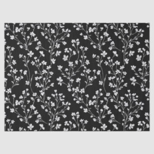 Papier Mousseline Fleurs noires et blanches Motif sans couture vinta