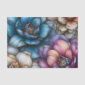 Papier Mousseline Fleurs Opulentes avec des Contours Dorés Brillants (Recto)
