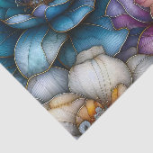 Papier Mousseline Fleurs Opulentes avec des Contours Dorés Brillants (Détail)