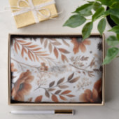 Papier Mousseline Fleurs orange brûlée sur fond blanc (Cadeau)