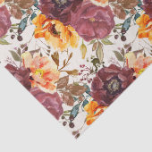 Papier Mousseline Fleurs orange et bordeaux (Détail)