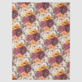 Papier Mousseline Fleurs orange et bordeaux (Recto)