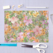 Papier Mousseline Fleurs orange rose (Artisanat)