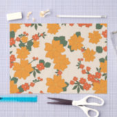 Papier Mousseline Fleurs Oranges, Motif Floral, Motif De Fleurs (Artisanat)