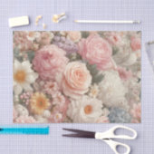 Papier Mousseline Fleurs Pastel Shabby Chic Rose Floral Mariage (Artisanat)