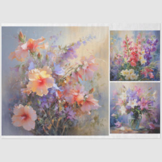 Papier Mousseline Fleurs peintes