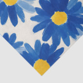 Papier Mousseline Fleurs peintes bleu et jaune (Détail)