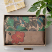 Papier Mousseline Fleurs peintes rouges et bleues pour découpage (Cadeau)