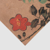 Papier Mousseline Fleurs peintes rouges et bleues pour découpage (Détail)