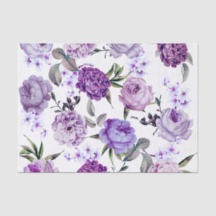 Papier Mousseline Fleurs pourpres lilas violettes Girly élégantes