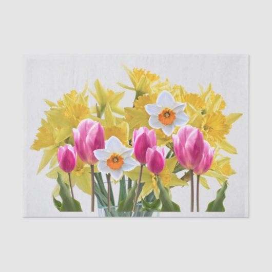 Papier Mousseline Fleurs printanières / Bouquet de jonquilles, Tulip (Recto)