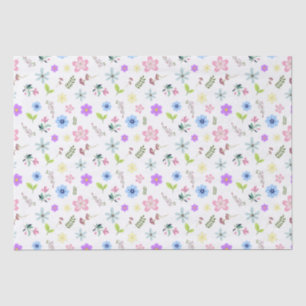 Papier Mousseline Fleurs printanières colorées
