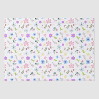 Papier Mousseline Fleurs printanières colorées