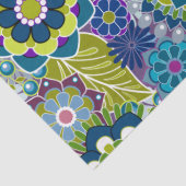 Papier Mousseline Fleurs rétro colorées avec Monogramme (Détail)