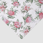 Papier Mousseline Fleurs romantiques et fougères roses (Détail)