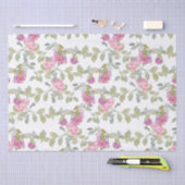 Papier Mousseline Fleurs Rose (Artisanat)
