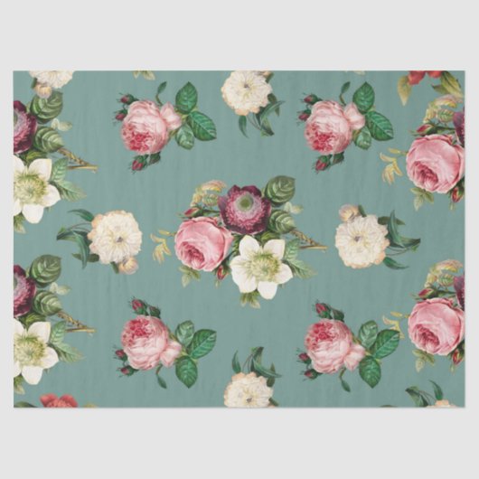 Papier Mousseline Fleurs rose blanche et violette (Recto)