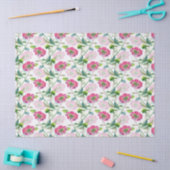 Papier Mousseline Fleurs rose et bleu-vert Motif Aquarelles (Artisanat)